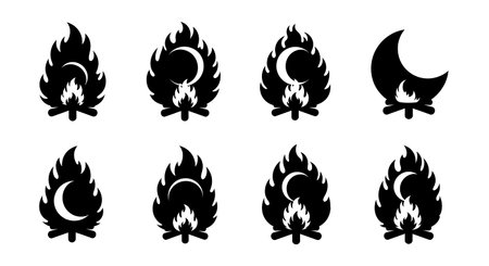 Black solid filled silhouettes isolated on plain white backgroundのイラスト素材