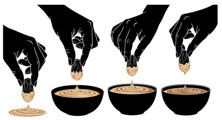 Black solid filled silhouettes isolated on plain white backgroundのイラスト素材