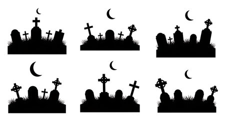 Black solid filled silhouettes isolated on plain white backgroundのイラスト素材