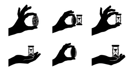 Black solid filled silhouettes isolated on plain white background