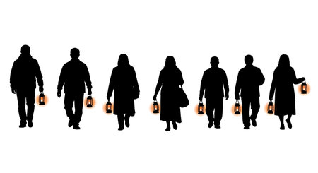 Black solid filled silhouettes isolated on plain white backgroundのイラスト素材