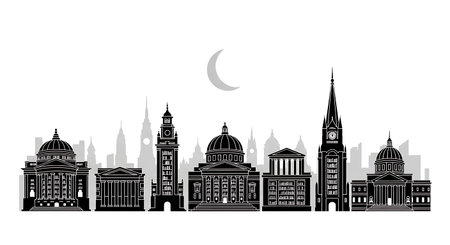 Black solid filled silhouettes isolated on plain white backgroundのイラスト素材