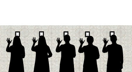 Black solid filled silhouettes isolated on plain white background