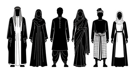 Black solid filled silhouettes isolated on plain white background