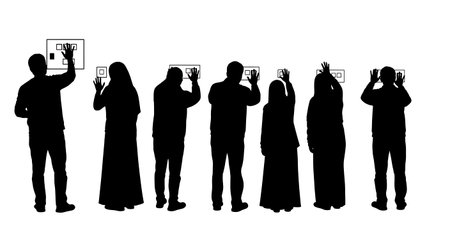 Black solid filled silhouettes isolated on plain white background