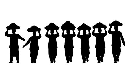 Black solid filled silhouettes isolated on plain white backgroundのイラスト素材