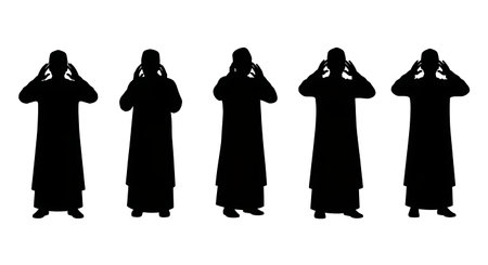 Black solid filled silhouettes isolated on plain white backgroundのイラスト素材