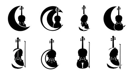Black solid filled silhouettes isolated on plain white backgroundのイラスト素材