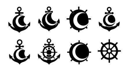 Black solid filled silhouettes isolated on plain white backgroundのイラスト素材