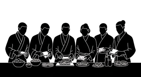 Black solid filled silhouettes isolated on plain white backgroundのイラスト素材