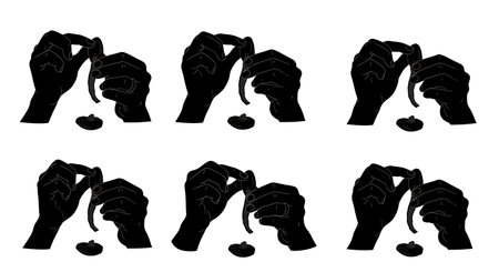 Black solid filled silhouettes isolated on plain white backgroundのイラスト素材