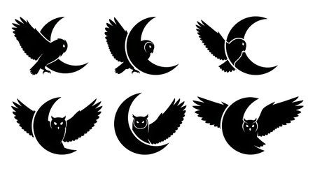 Black solid filled silhouettes isolated on plain white backgroundのイラスト素材