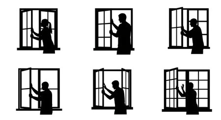 Black solid filled silhouettes isolated on plain white backgroundのイラスト素材