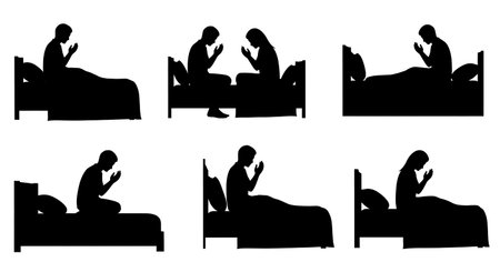 Black solid filled silhouettes isolated on plain white backgroundのイラスト素材