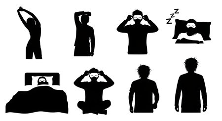Black solid filled silhouettes isolated on plain white background
