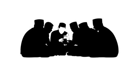 Black solid filled silhouettes isolated on plain white background