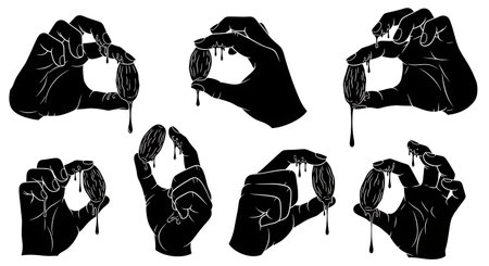 Black solid filled silhouettes isolated on plain white backgroundのイラスト素材