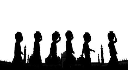 Black solid filled silhouettes isolated on plain white backgroundのイラスト素材