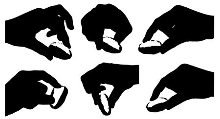 Black solid filled silhouettes isolated on plain white backgroundのイラスト素材