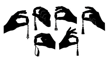 Black solid filled silhouettes isolated on plain white backgroundのイラスト素材