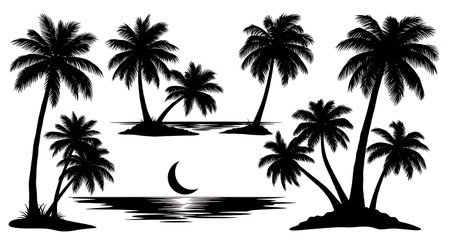 Black solid filled silhouettes isolated on plain white backgroundのイラスト素材