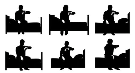 Black solid filled silhouettes isolated on plain white backgroundのイラスト素材