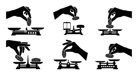 Black solid filled silhouettes isolated on plain white backgroundのイラスト素材