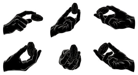 Black solid filled silhouettes isolated on plain white backgroundのイラスト素材
