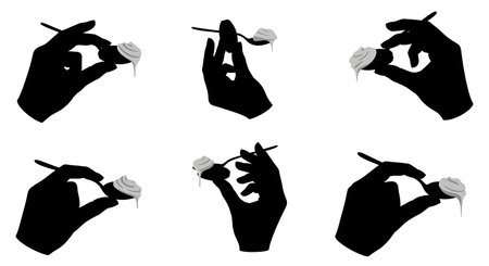 Black solid filled silhouettes isolated on plain white backgroundのイラスト素材