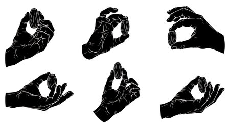 Black solid filled silhouettes isolated on plain white backgroundのイラスト素材