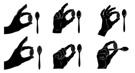 Black solid filled silhouettes isolated on plain white backgroundのイラスト素材