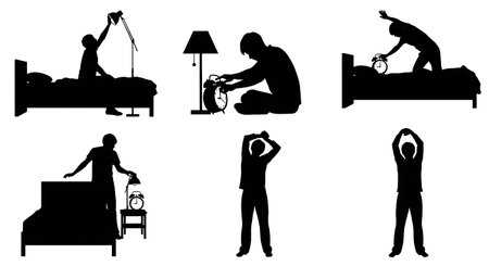 Black solid filled silhouettes isolated on plain white backgroundのイラスト素材