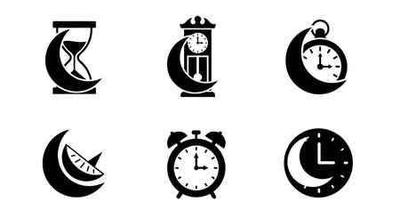 Black solid filled silhouettes isolated on plain white backgroundのイラスト素材