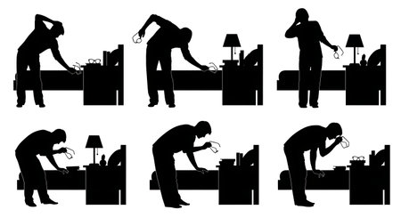 Black solid filled silhouettes isolated on plain white backgroundのイラスト素材