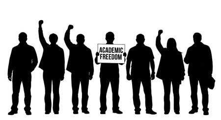 Black Solid Professor Protest Sign Silhouettes Set of Six on White Background isolated on plain...
