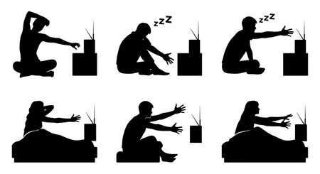 Black solid filled silhouettes isolated on plain white backgroundのイラスト素材