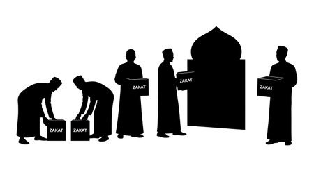 Black solid filled silhouettes isolated on plain white backgroundのイラスト素材