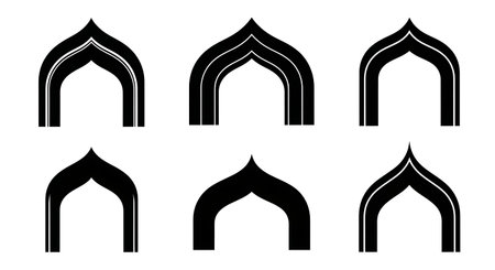 Black solid filled silhouettes isolated on plain white backgroundのイラスト素材