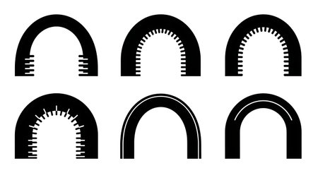 Black solid filled silhouettes isolated on plain white backgroundのイラスト素材