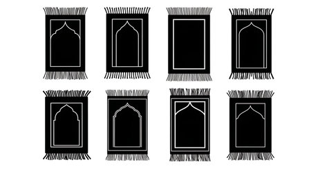 Black solid filled silhouettes isolated on plain white backgroundのイラスト素材