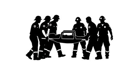 Black Solid Reeves Sleeve Carry Silhouettes Set of Six on White Background isolated on plain white background.のイラスト素材