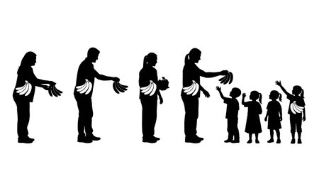 Black solid filled silhouettes isolated on plain white background
