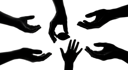 Black solid filled silhouettes isolated on plain white background