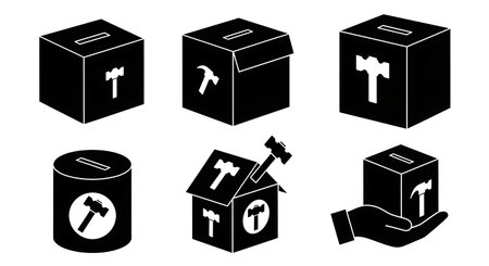 Black solid filled silhouettes isolated on plain white backgroundのイラスト素材