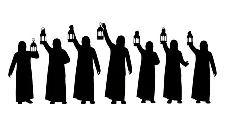 Black solid filled silhouettes isolated on plain white background