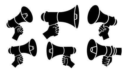 Black solid filled silhouettes isolated on plain white background