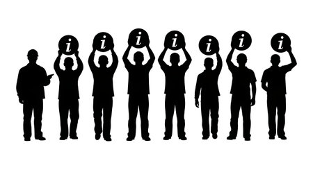 Black Solid Developer Info Icon Silhouettes Set of Six on White Background isolated on plain white background.のイラスト素材