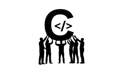 Black Solid Developers Holding Letter C Set of Six on White Background isolated on plain white...