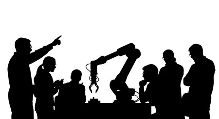 Black Solid Scientist Shaking Flask Silhouettes Set of Six on White Background isolated on plain white background.のイラスト素材