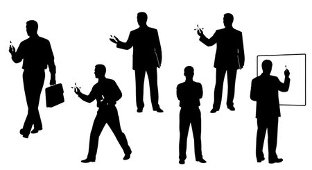 Black Solid Clerk Marker Eraser Silhouettes Set of Six on White Background isolated on plain white background.のイラスト素材